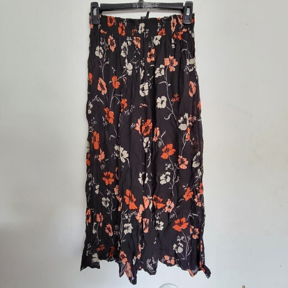 Out From Under Urban Outfitters Floral Black Sheer Elastic Pull On Flare Pants M